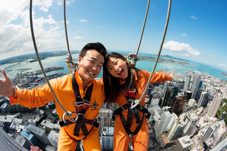 Auckland: Sky Tower SkyWalk - 192m High Edge Walk - Taking the first steps onto the 192m ledge