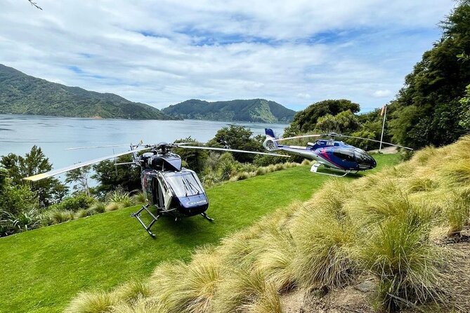 Bay of Many Coves, Marlborough Sounds- Heli-lunch from Wellington - Arriving at Bay of Many Coves Resort