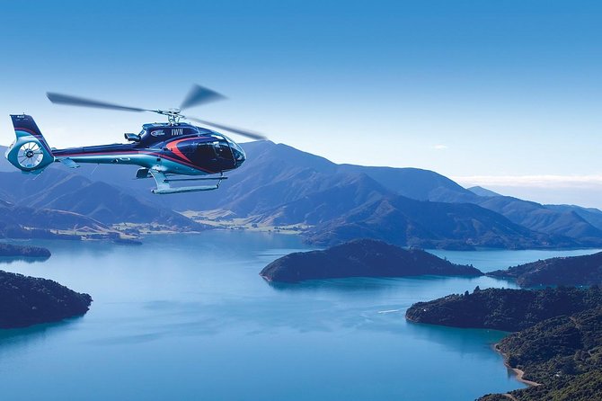 Bay of Many Coves, Marlborough Sounds- Heli-lunch from Wellington - The 40-minute flight across Cook Strait