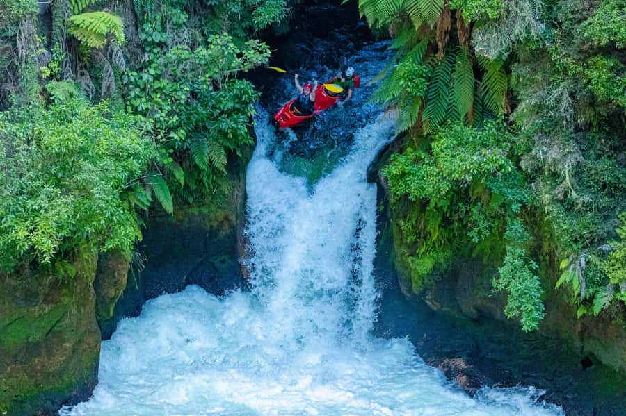 Epic Tandem Kayak Tour down the Kaituna River Waterfalls - Tutea Falls, the main test