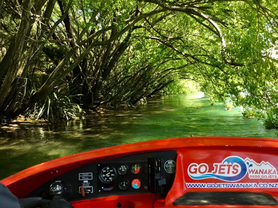 Go Jets Wanaka Clutha River Jet Boat Experience - Under the historic Red Bridge