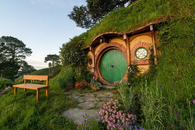 Hobbiton Movie Set Banquet Experience Private Tour From Auckland - Arriving at Hobbiton near sunset