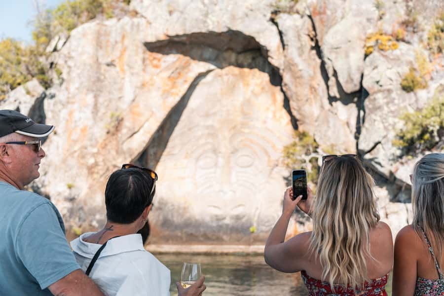 Lake Taupo: Luxury Sailing Catamaran to Māori Rock Carvings - A calm ride across Great Lake Taupo