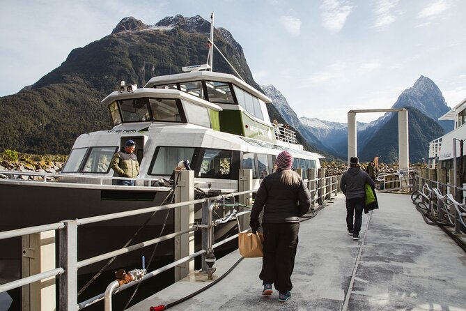 Milford Sound Coach, Cruise and Flight Sightseeing Tour from Queenstown - Arriving at Milford Sound and boarding the cruise