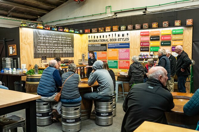 Monteith's Brewery Tour - The Brewer’s Table pours and mixed six-pack