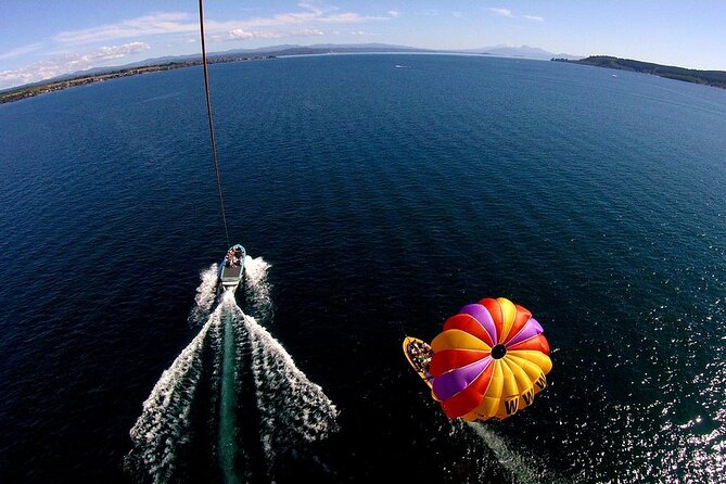 Parasailing Adventure over Lake Taupo - A smooth start on the 9-metre parasail boat
