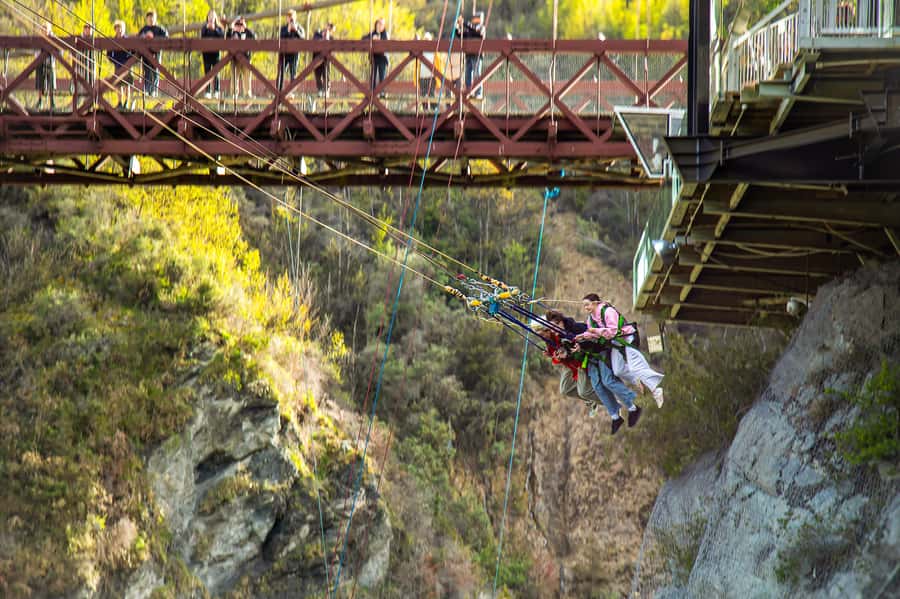 Queenstown: Kawarau Swing! (Solo, Tandem or Triple!) - Getting ready for a 43-metre launch