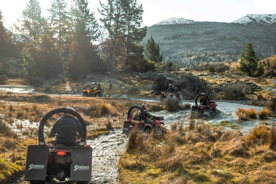 Queenstown: Quad Biking Experience - Mountain views, sheep, forest, and river country