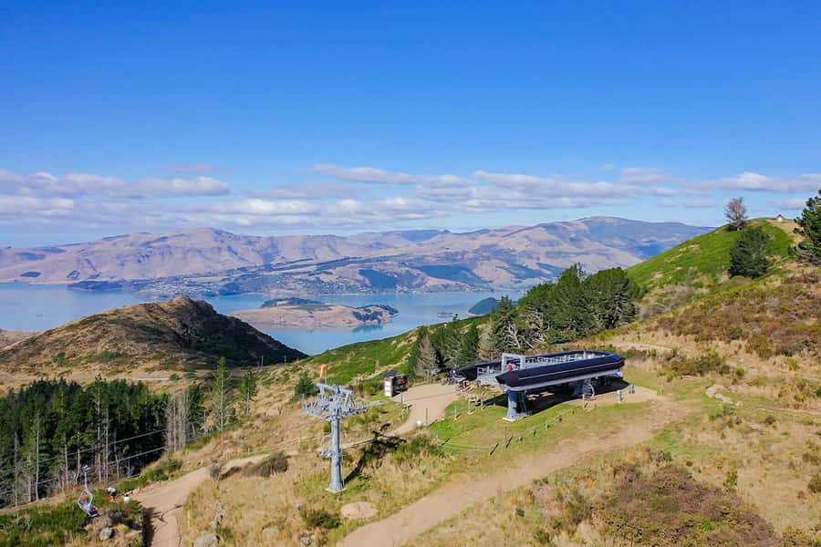 Scenic Chairlift Ride at Christchurch Adventure Park - The summit lookout across Christchurch and the Southern Alps