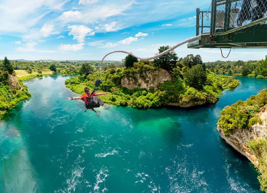 Taupō: AJ Hackett Taupō Bungy - NZ's Highest Water Touch! - Harnesses, Instructions, and the Final Step