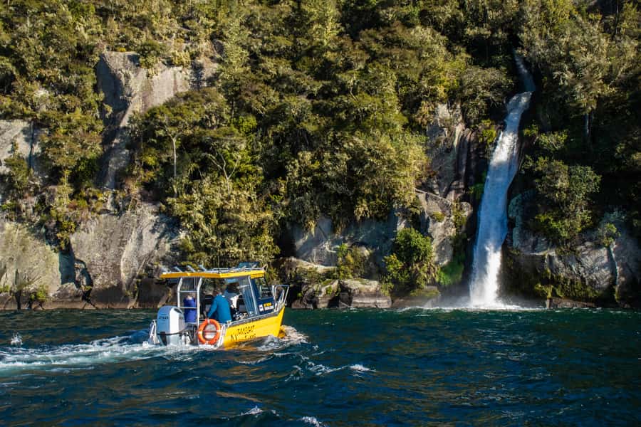 Taupo: Lake Taupo Western Bays Catamaran Tour with Bush Walk - From Kinloch Marina to open water