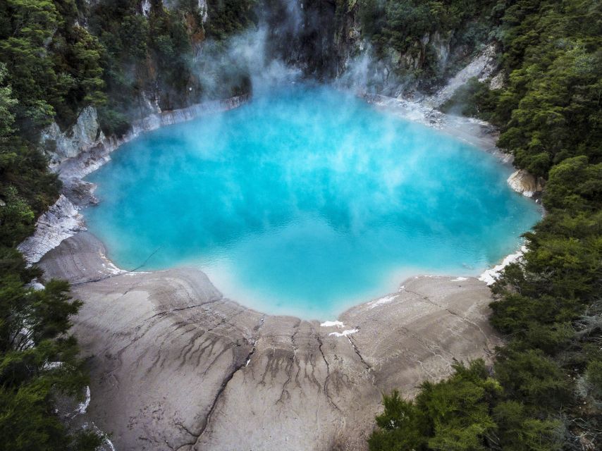 Waimangu: Volcanic Valley Walk and Lake Rotomahana Cruise - The Pink and White Terraces beneath the water