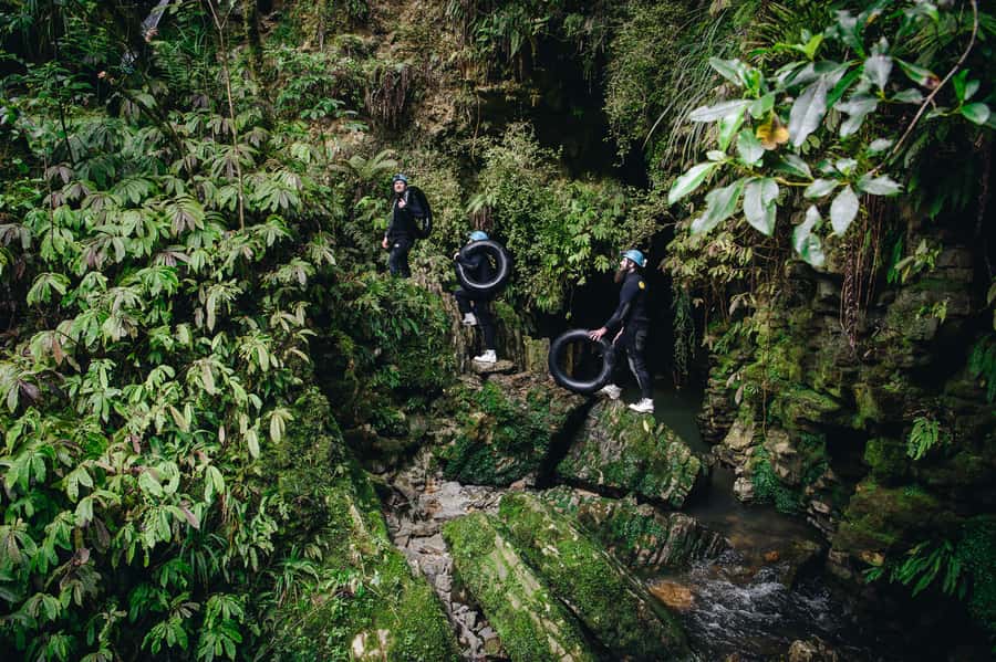 Waitomo Caves: Labyrinth Black Water Rafting Experience - The first section: climbing through Ruakuri Cave