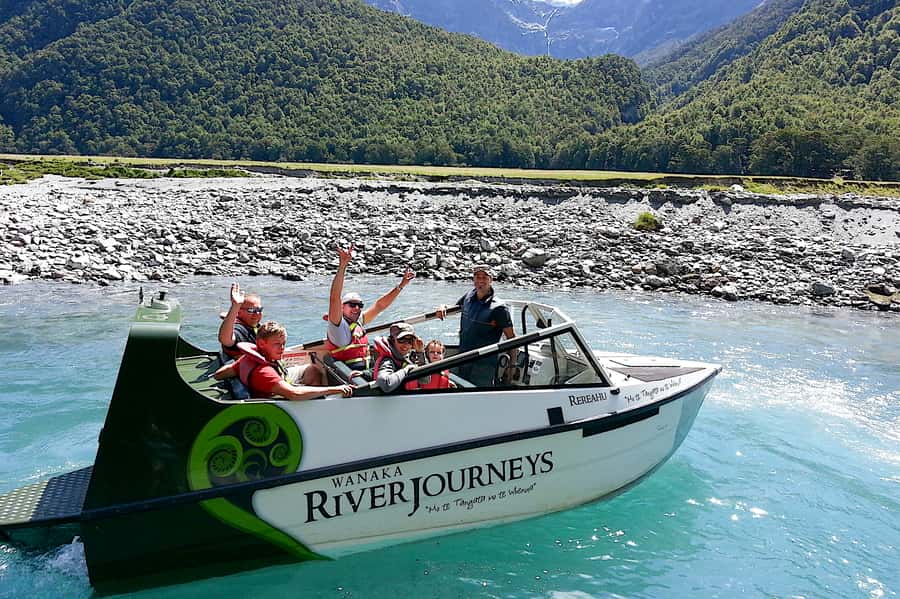 Wanaka: Jet Boat & Wilderness Walk - Jet boating across the braided Matukituki River