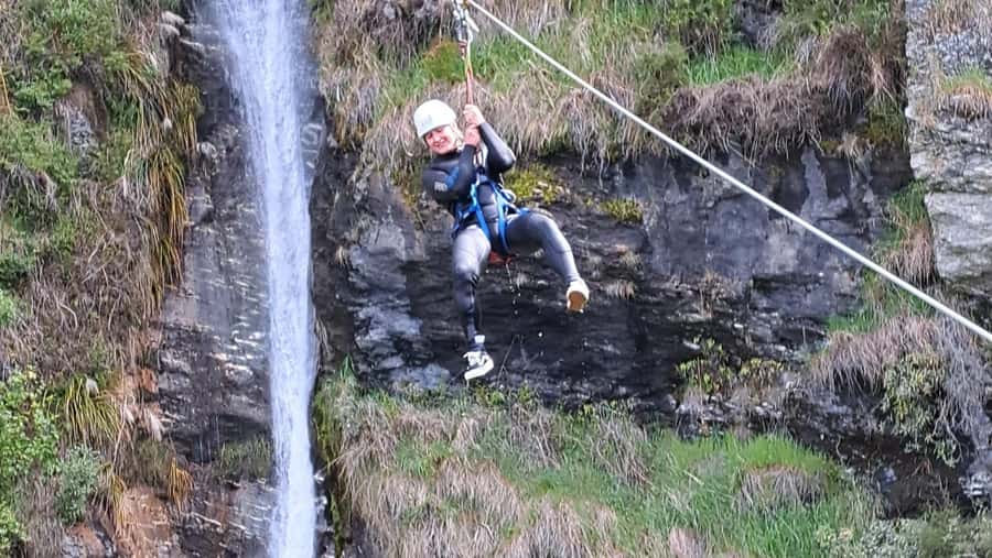 Wanaka: Waterfall Climb and Canyon Tour - Finishing with the wire crossing and walk back